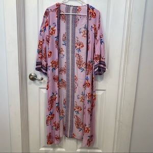 Pink floral duster